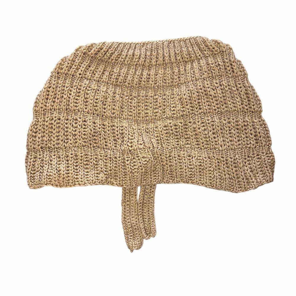 Granny Knit Tan Shoulder Cover Shrug with Tie Front - Picture 4 of 9